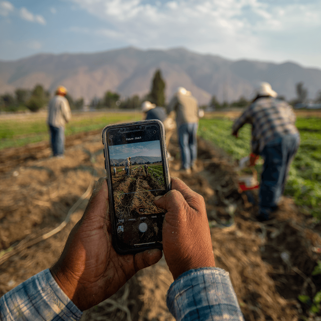 Farmer using ShambaBoy to capture mobile task proof